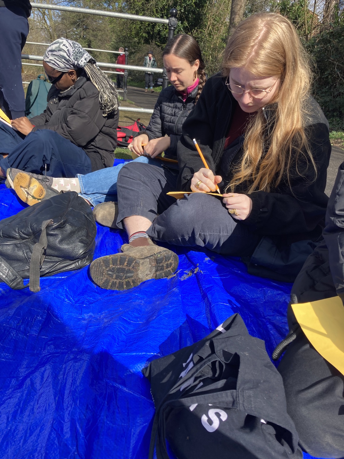 Nature poetry on Artecology walk #3 Springing into Brent River Park Credit: Rhona Eve Clews